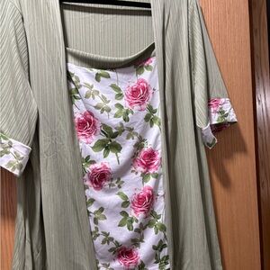 Floral Green and Pink Kimono Cardigan